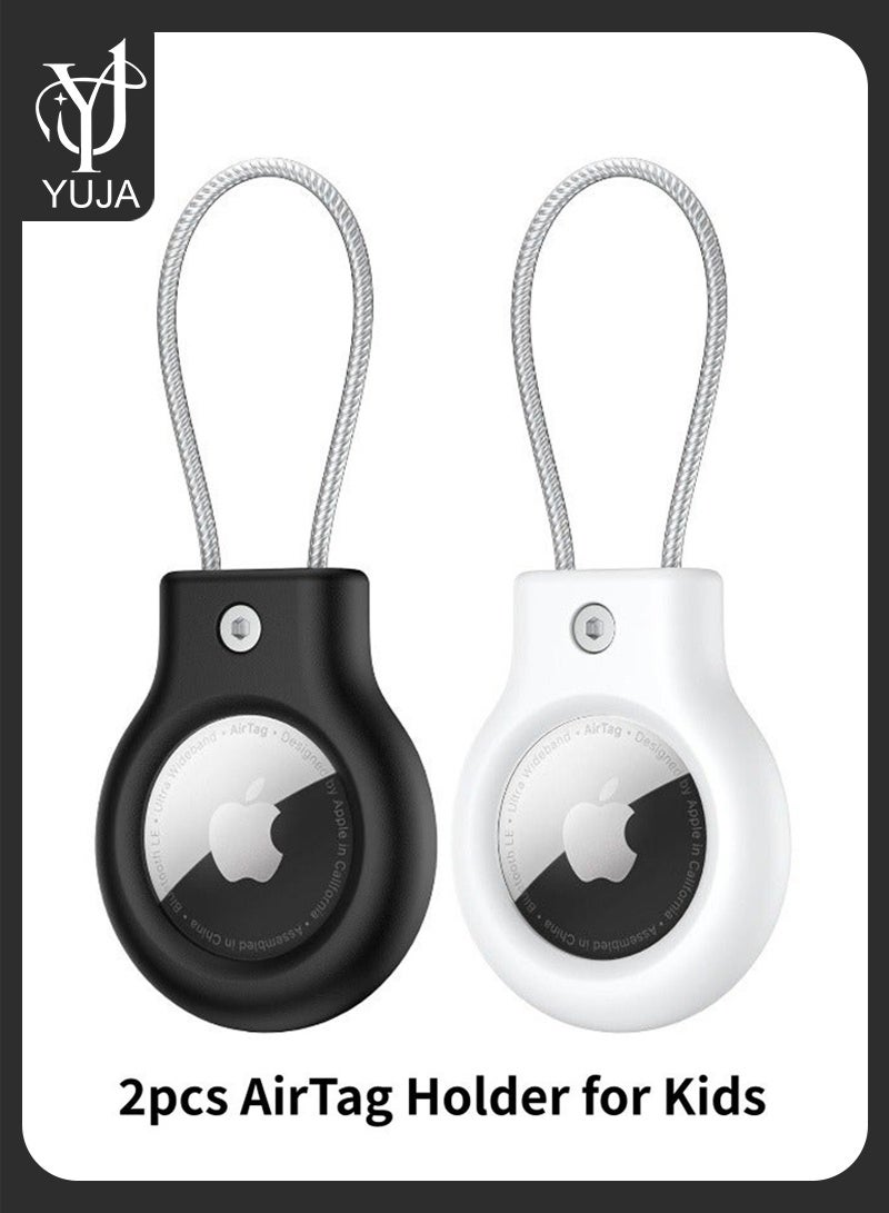 YUJA 2 Pieces Apple AirTag Holder, with Integrated Cable, Anti-Lost AirTag Lock Case, 360° Protective Case, AirTag Keychain Holder for Luggage, Bag, Pet, Key, Backpack, Multi-Color Suitable for Apple AirTag - Image 1