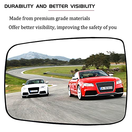 SKARUMMER Driver Left Side Heated Mirror Glass Replacement for 2009-2018 Dodge Ram 1500 2500 - Side View Heated Convex Mirror Glass with Rear Holder, Replace 68079363AA, 68050299AA - Image 3