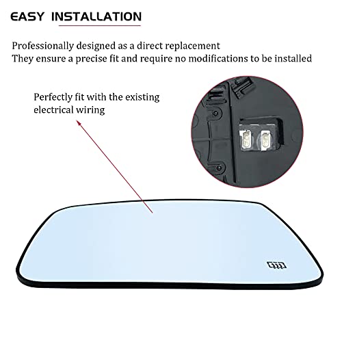 SKARUMMER Driver Left Side Heated Mirror Glass Replacement for 2009-2018 Dodge Ram 1500 2500 - Side View Heated Convex Mirror Glass with Rear Holder, Replace 68079363AA, 68050299AA - Image 5