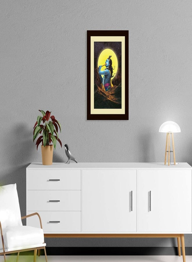 ArtX لوحة فنية هندية تقليدية متعددة الألوان مؤطرة من ArtX Wood، تصور بهاجوان رادها كريشنا (ناي كريشنا)، مقاس 18 × 23.5 بوصة، مجموعة من قطعة واحدة - Image 3