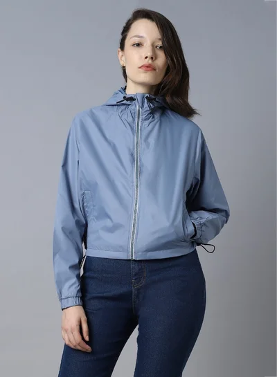 هاي ستار Women's Grey 100% Polyester Solid Pattern Regular Fit Jacket