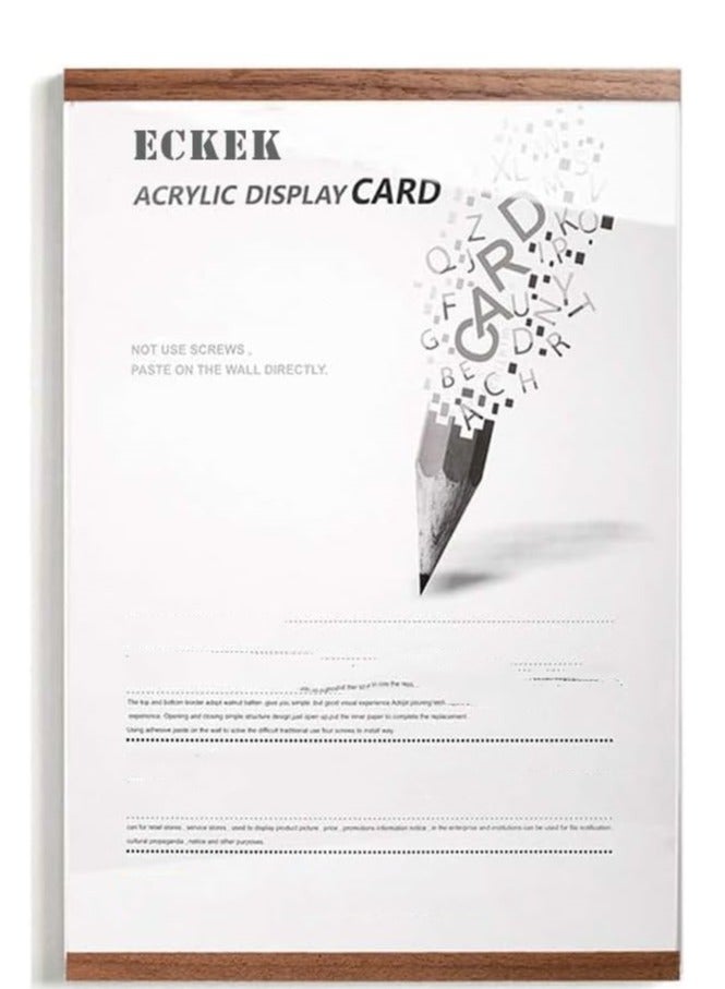 Eckek  Wall Mount Acrylic Sign Holder Self Adhesive Magnetic Display Frame Clear Document Frame for Office, Store, School, Home, Wall Picture Frame - Image 2