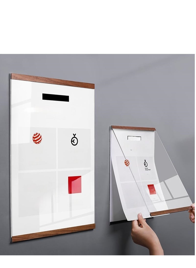 Eckek  Wall Mount Acrylic Sign Holder Self Adhesive Magnetic Display Frame Clear Document Frame for Office, Store, School, Home, Wall Picture Frame - Image 3