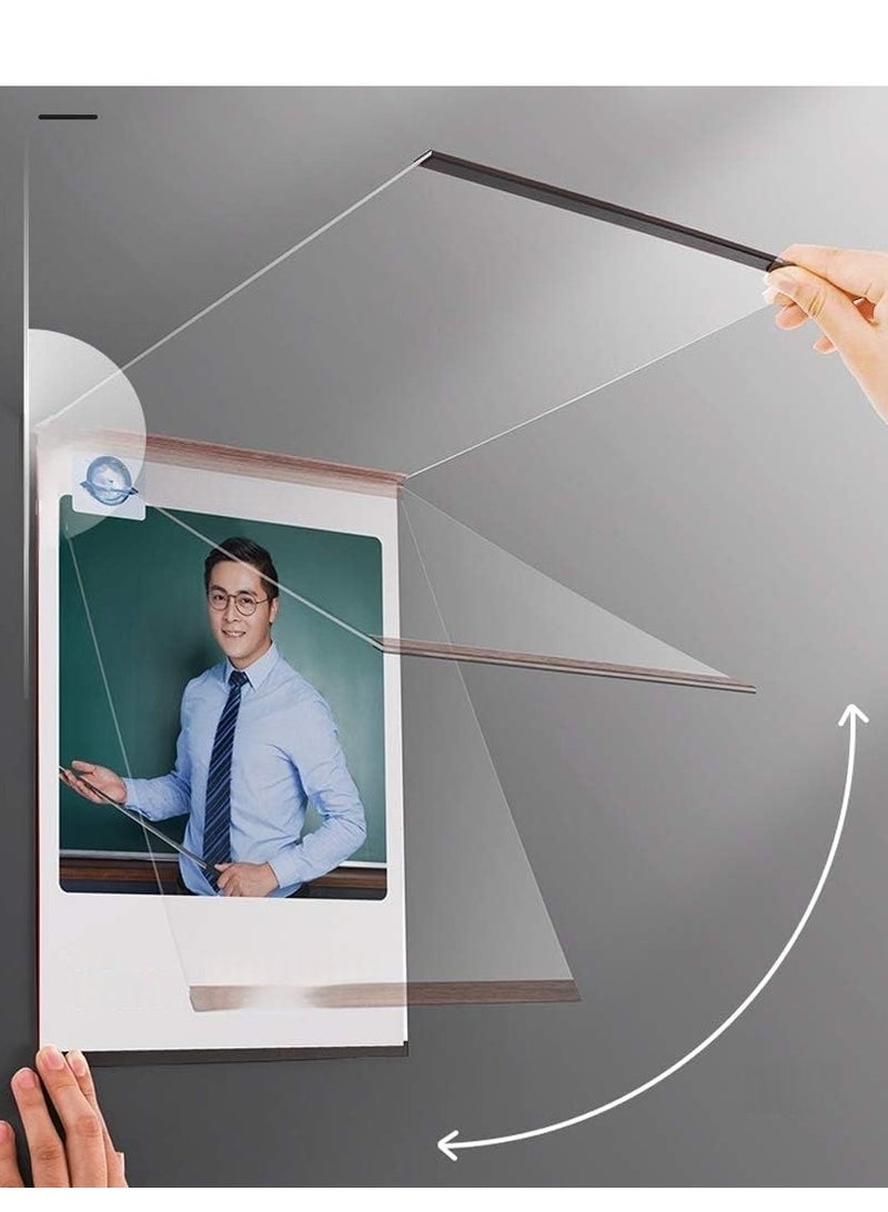 Eckek  Wall Mount Acrylic Sign Holder Self Adhesive Magnetic Display Frame Clear Document Frame for Office, Store, School, Home, Wall Picture Frame - Image 4