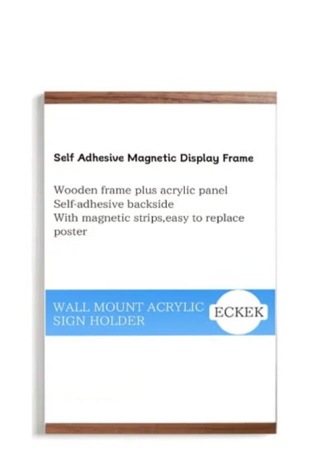 Eckek  Wall Mount Acrylic Sign Holder Self Adhesive Magnetic Display Frame Clear Document Frame for Office, Store, School, Home, Wall Picture Frame - Image 1