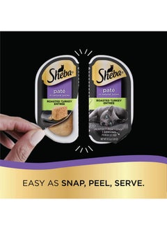 Sheba SHEBA Perfect Portions Paté Wet Cat Food Tray (1 Count, 2 Servings), Roasted Turkey Entrée, Easy Peel Twin-Pack Tray  - Image 2