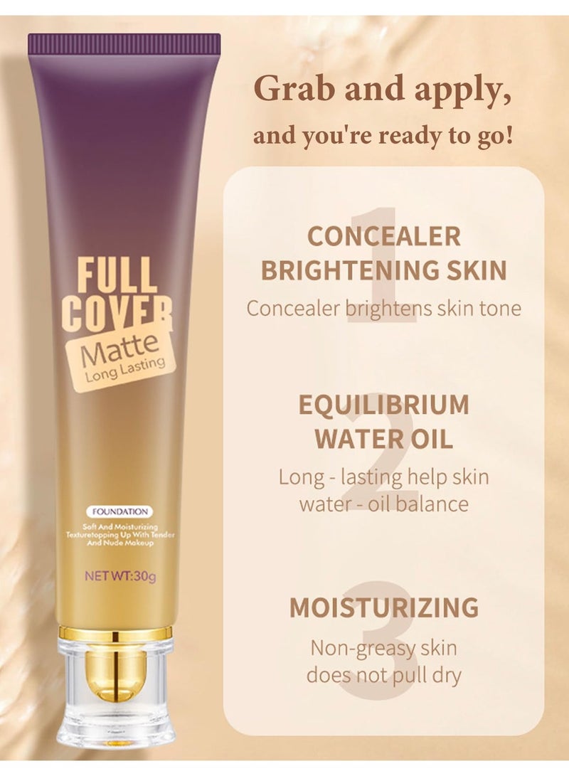 Excefore BB Cream Foundation, Even Skin Tone Color Correcting Cream Moisturizing Concealer Makeup Base, Full Coverage Foundation Anti-Redness Lightweight Smoothing Foundation, Natural - Image 2