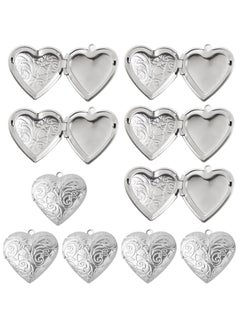 Heart Photo Frame Charms for Jewelry Making, Unique Stainless Steel Picture Locket Charm for Anniversary, 10PCS