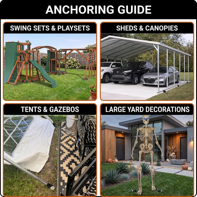 MightyPhine Trampoline Anchors High Wind Heavy Duty 12" Set of 4 with Straps, Drill Bit - Anchor Kit - Trampoline Stake Anchors High Wind - Ground Anchors - Wind Stakes - Ground Stakes - Image 3