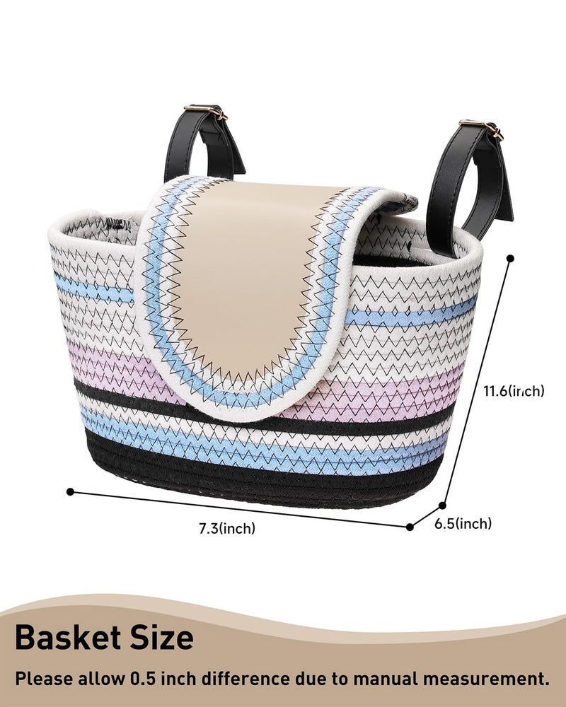 WeGear Handmade Bike Basket Front, Woven Bicycle Baskets for Adult Bikes, Rustic Detachable Handlebar Basket with Lid, Adjustable Leather Straps (Blue) - Image 2