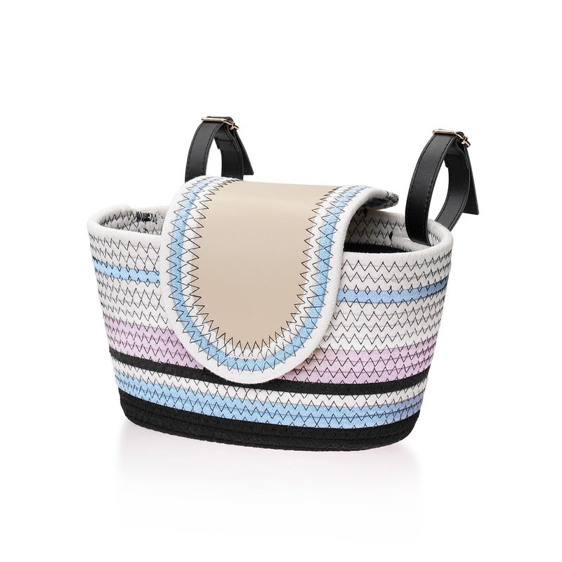 WeGear Handmade Bike Basket Front, Woven Bicycle Baskets for Adult Bikes, Rustic Detachable Handlebar Basket with Lid, Adjustable Leather Straps (Blue) - Image 1