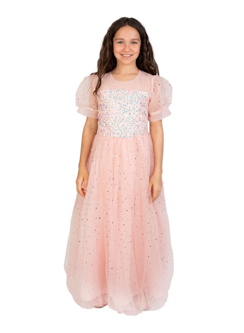 D'Daniela Pink Party Dress Sequin Stars - Image 1