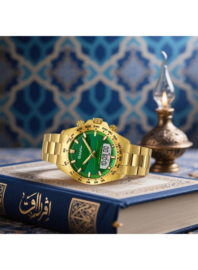 قِبلة ناف ساعة القبلة تعمل بالطاقة الشمسية، اتجاه القبلة للمسلمين، مواقيت الصلاة العالمية، تذكير بموعد الأذان، عداد للصلاة، التقويم الميلادي والإسلامي، ضرورية للسفر، هدية الإيمان  - Image 5
