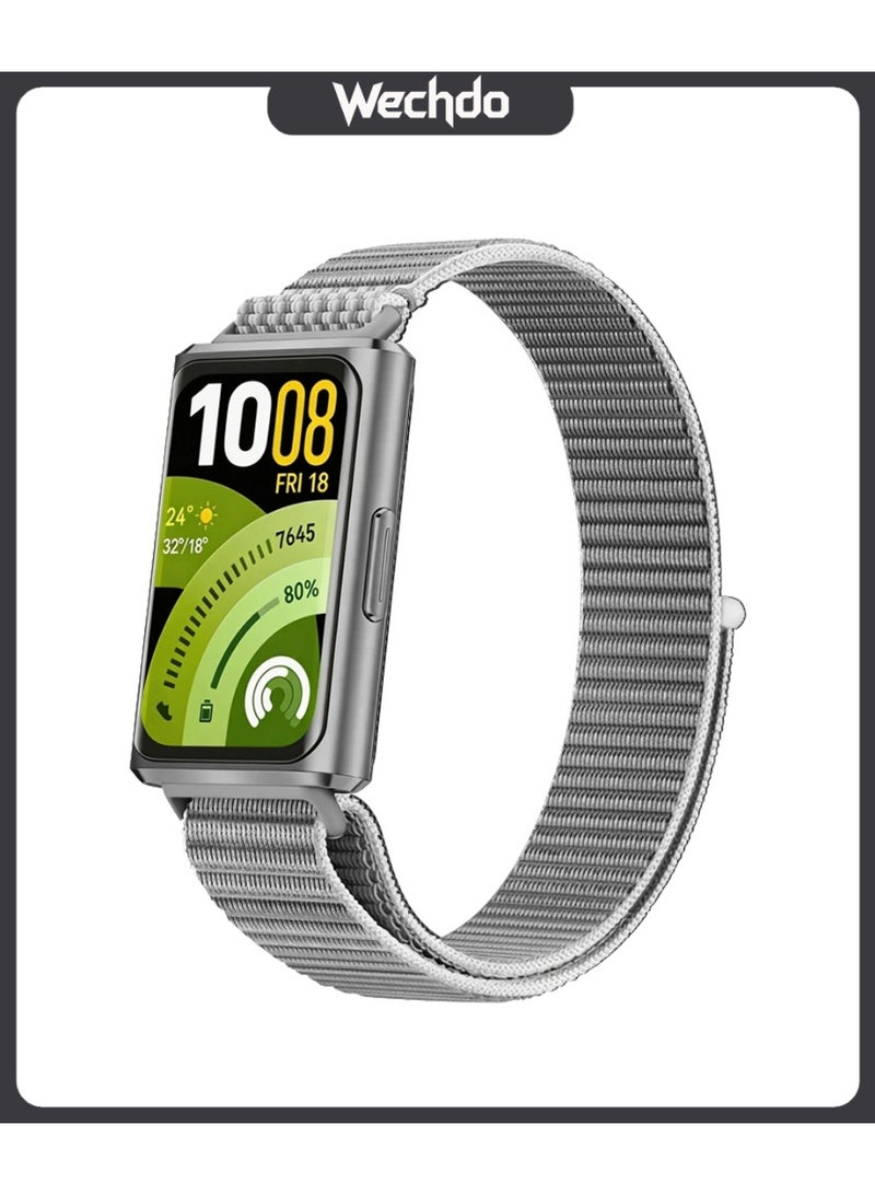 Premium Nylon Loop Strap for Huawei Band 11/11 Pro - Breathable Adjustable Soft Woven Replacement Band with Secure Buckle Gray