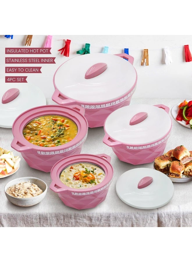 SELVEL Giving shape to life! DIAMOND CASSEROLE 4 PC Set (1000/1500/2000/3000 ML) PINK - Image 4