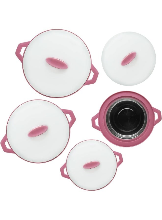 SELVEL Giving shape to life! DIAMOND CASSEROLE 4 PC Set (1000/1500/2000/3000 ML) PINK - Image 3