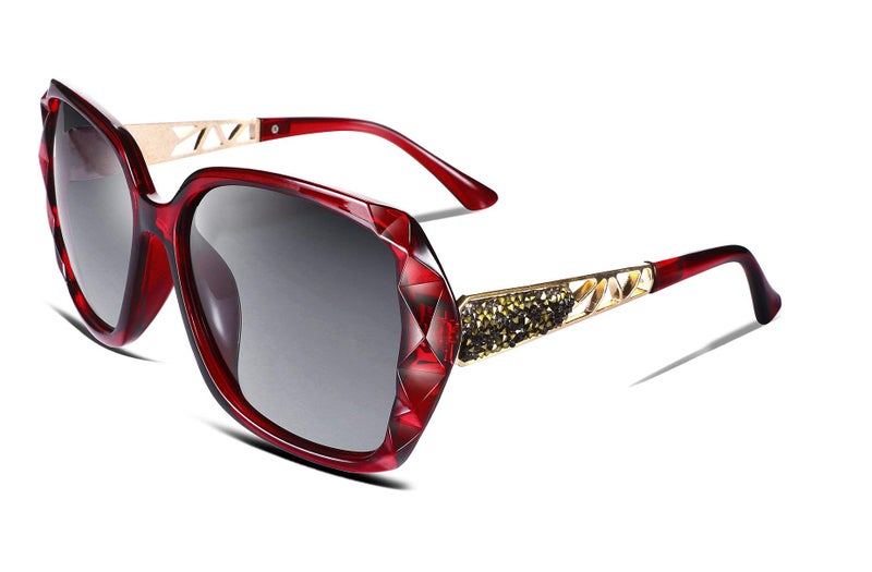 FEISEDY FEISEDY Polarized Women Square Sunglasses Sparkling Composite Shiny Frame B2289  - Image 1