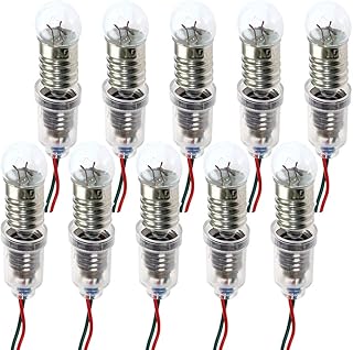 MEETOOT Set of 10pcs 1.5V Screw Mini Bulbs and 5pcs E10 Mini Bulb Holder Light Socket Base with Cable Wire for Student - Image 1