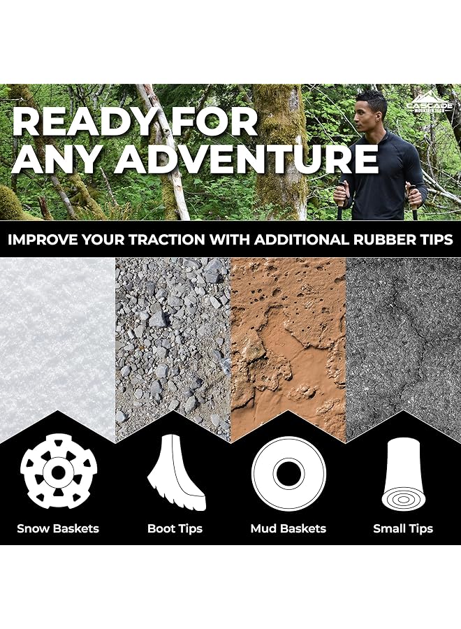 Cascade Mountain Tech Aluminum Adjustable Trekking Poles Lightweight Quick Lock Walking Or Hiking Stick 1 Set (2 Poles) - Image 5