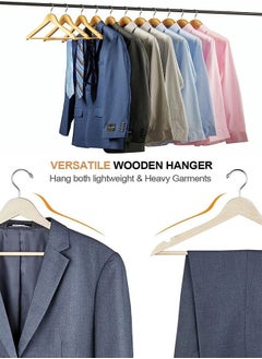 GoldenLike Wooden Hangers,Suit Coat Hangers 360°Swivel Clothes Hanger Solid Wood Coat Hangers with Non Slip Pant Bar & Notches Space Save(30 Pack)  - Image 2