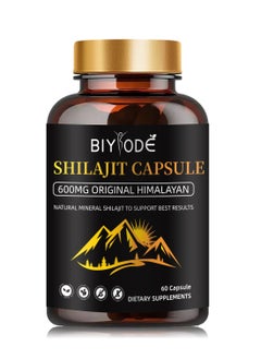 BIYODE Himalayan Shilajit Capsules (Shilajeet) for Men and Women - 600 mg Equivalent - Natural Energy & Stamina Booster - 60 Veg Capsules | Made in USA - Fulvic Mineral Supplement  - Image 1