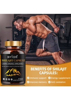 BIYODE Himalayan Shilajit Capsules (Shilajeet) for Men and Women - 600 mg Equivalent - Natural Energy & Stamina Booster - 60 Veg Capsules | Made in USA - Fulvic Mineral Supplement  - Image 2