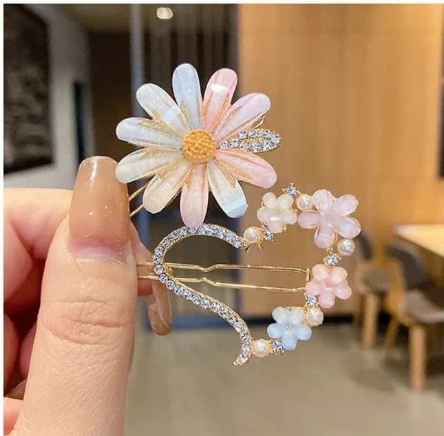 Suicune 4 Piece Korean Style Pearl Flower Metal Hair clips Plastic Pearl Barrettes Hairpin for Women GirlsMulticolor - Image 2