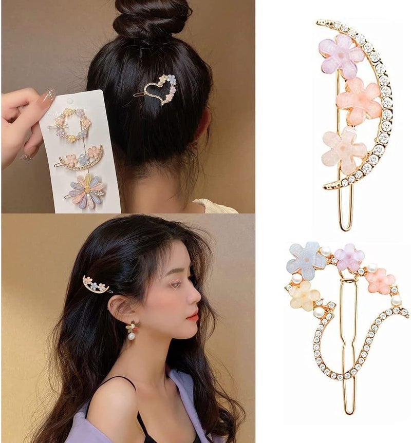 Suicune 4 Piece Korean Style Pearl Flower Metal Hair clips Plastic Pearl Barrettes Hairpin for Women GirlsMulticolor - Image 5