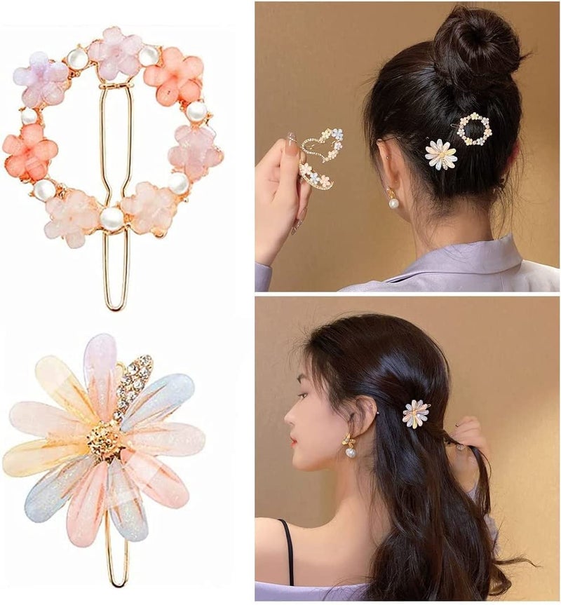 Suicune 4 Piece Korean Style Pearl Flower Metal Hair clips Plastic Pearl Barrettes Hairpin for Women GirlsMulticolor - Image 4