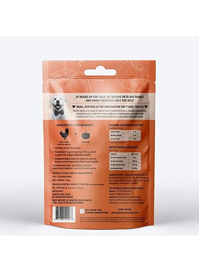 Heads Up For Tails Huft Sara’S Doggie Treats - Chicken Jerky With Pumpkin | 100% Natural, Farm Fresh Ingredients, Suitable For All Dog Breeds - 70 G - Image 2