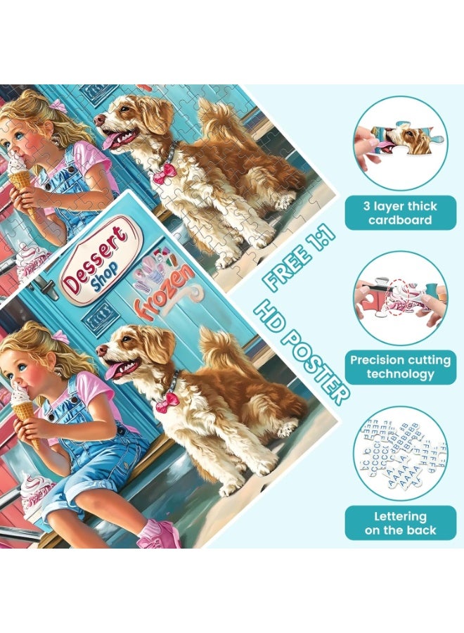 1000-pieces ice cream girl and dog dessert shop puzzle - Fun puzzle, suitable for creative challenges for children and adults. - Image 3
