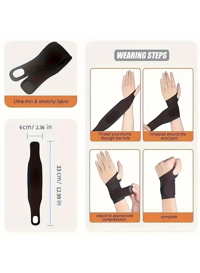 Black Adjustable Wrist Compression Support Brace For Fitness Weightlifting Tennis - Image 2
