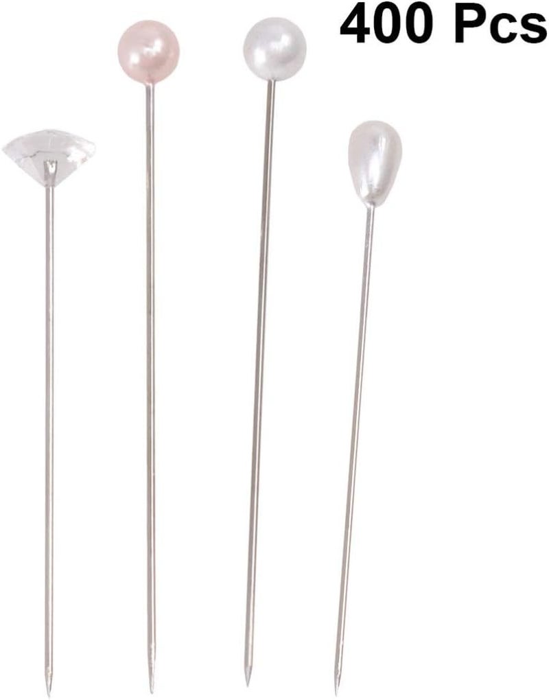 klarako 400Pcs Head Pins Crystal Pearl Floral Bouquet Pins Straight Quilting Pins for DIY Wedding Decor Corsages Pins Sewing Crafts - Image 2