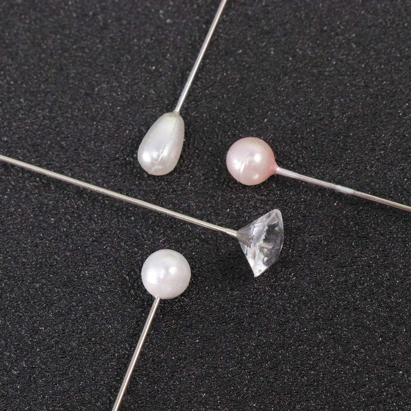 klarako 400Pcs Head Pins Crystal Pearl Floral Bouquet Pins Straight Quilting Pins for DIY Wedding Decor Corsages Pins Sewing Crafts - Image 5