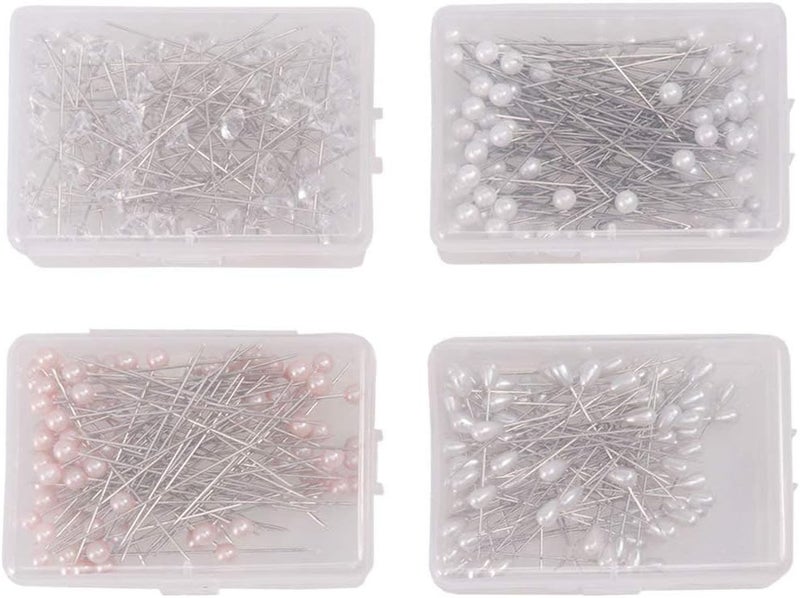 klarako 400Pcs Head Pins Crystal Pearl Floral Bouquet Pins Straight Quilting Pins for DIY Wedding Decor Corsages Pins Sewing Crafts - Image 1