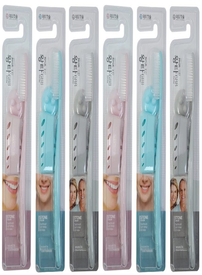Samjung Wangta Soft Toothbrush, 6 Pack (Stone White) - Best Manual Toothbrush for Maximum, Efficient Cleaning and Sensitive Gums and Teeth - Image 1