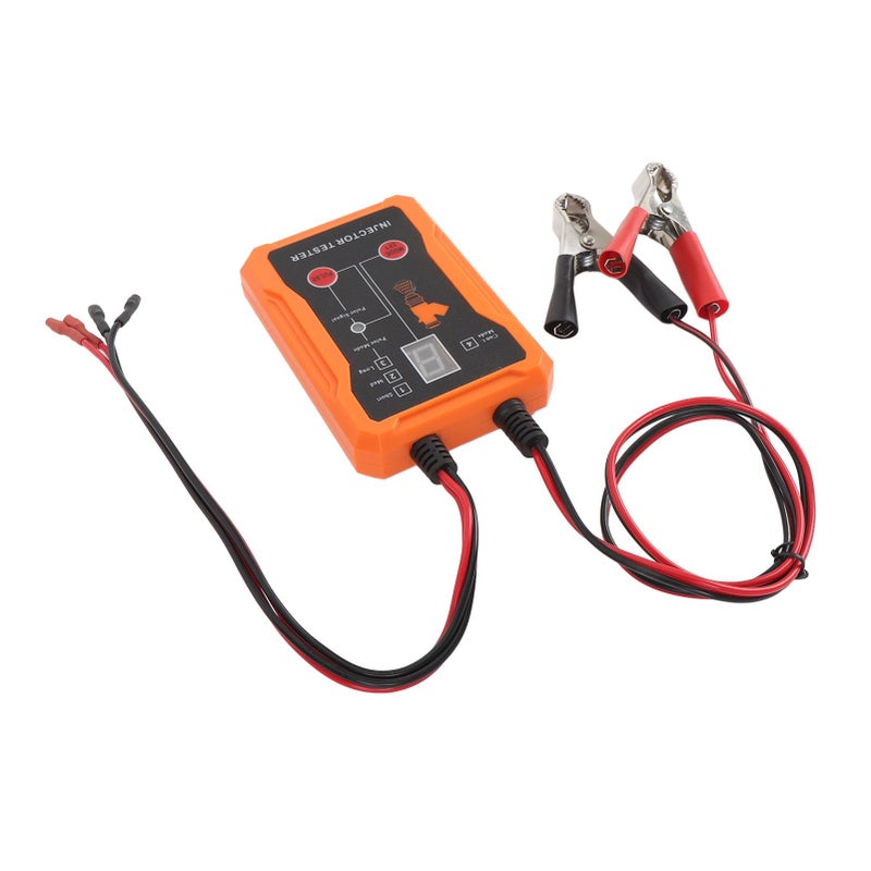 Orange Fuel Injector Tester 12V 4 Pulse Modes LED Display Motorcycle Nozzle Diagnostic Kit - Image 3