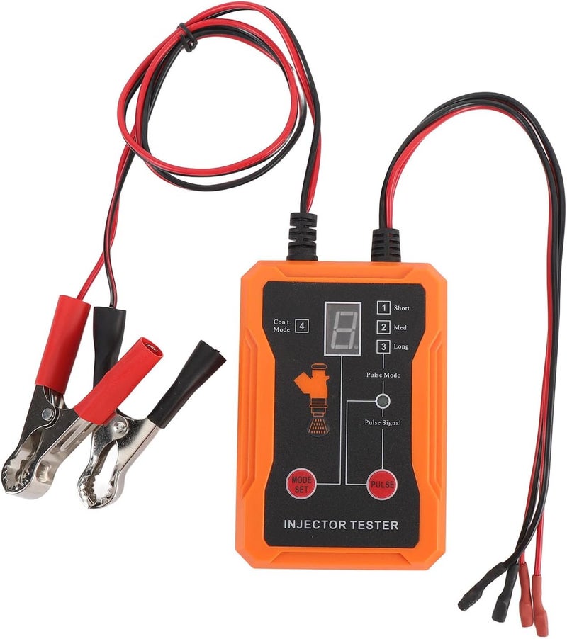 Orange Fuel Injector Tester 12V 4 Pulse Modes LED Display Motorcycle Nozzle Diagnostic Kit - Image 1