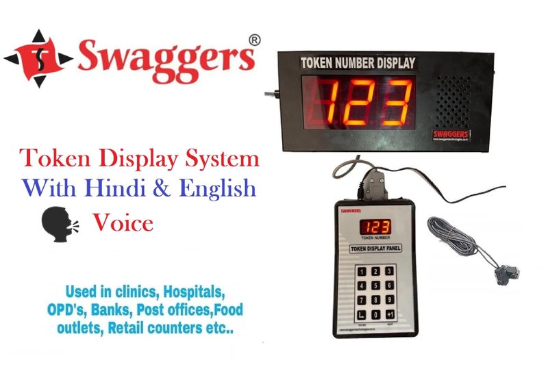 swaggers Prime Digital Indian Token Display Machine with Voice Hindi & English Language - 5 Meter Connecting Wire For Post Office/Banks/Office/Holes/Retail Counters/etc |1 year Warranty - Image 3