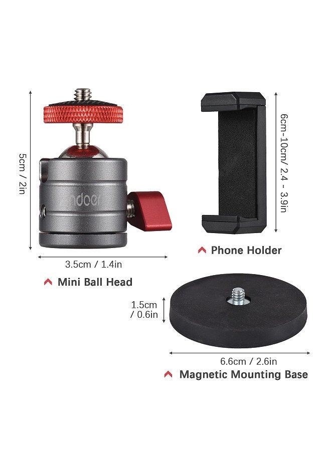ANDOER Andoer Mini Ball Head 360° Rotatable Ballhead Tripod Mount Aluminum Alloy with Magnetic Base Phone Holder Replacement for iPhone 14/13/12/11 Huawei Samsung Smartphone  - Image 5