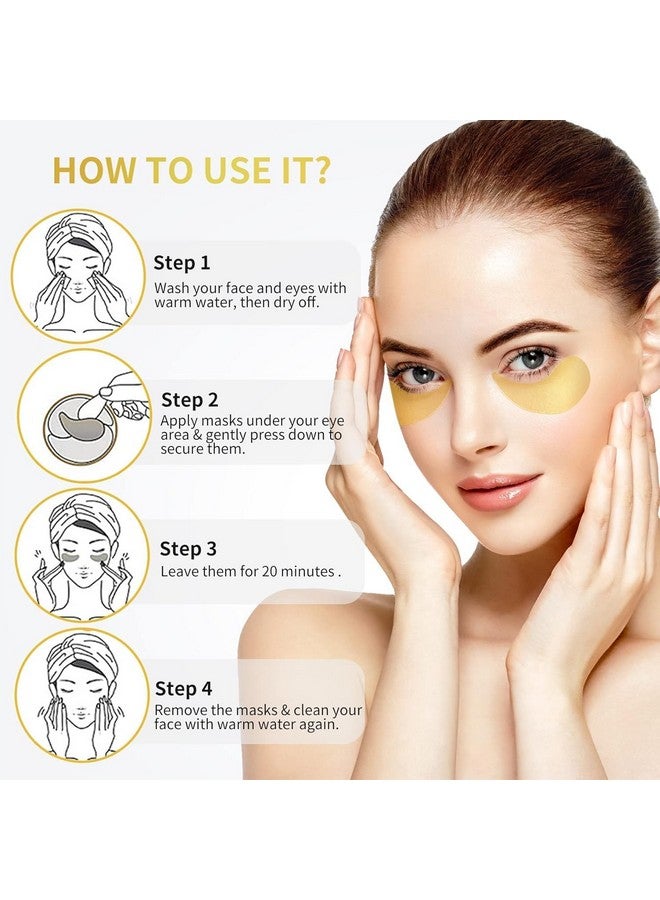 Mantavya 24K Gold Anti-Wrinkle Eye Mask For Dark Circles & Puffiness Reduction | Eye Care Routine | Eye Patch with Caffeine & Hyaluronic Acid | Moisture-Lock Technique For Hydration - 30 Pairs for both Women and Men - Image 3