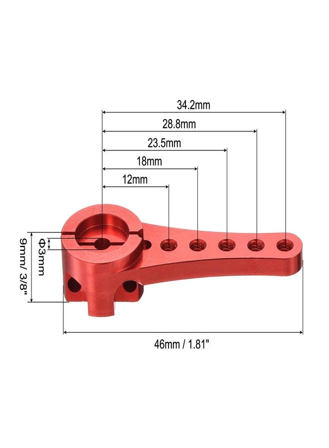 MECCANIXITY 4 Pcs Aluminum Servo Horn Long 25T 25 Teeth Steering Arm 46mm Length Red for DIY RC Car/Boat/Airplanes Boat Model with 2 Pcs Screws - Image 2