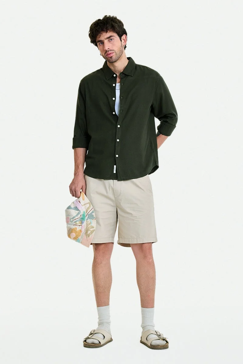 سنيتش Olive Textured Long Sleeve Regular Fit Shirt