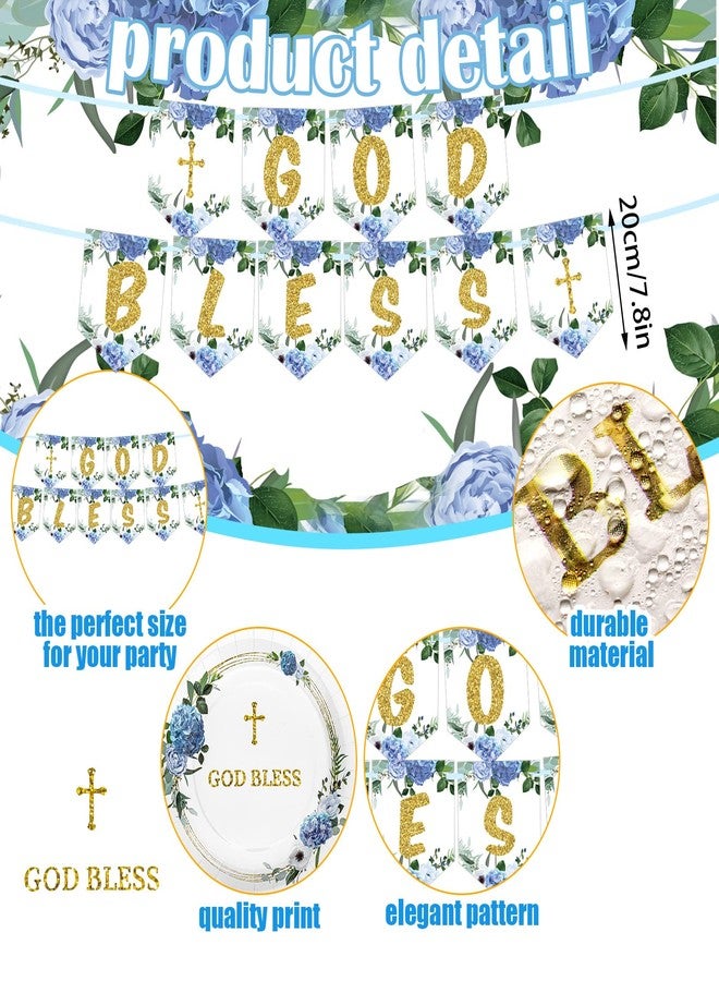 Zubebe 193 Pcs Baptism Plates and Napkins Party Supplies First Holy Communion Decorations Including God Bless Disposable Paper Plates Napkin Banner Cups Straws Plastic Forks Knives Spoons for Shower - Image 3
