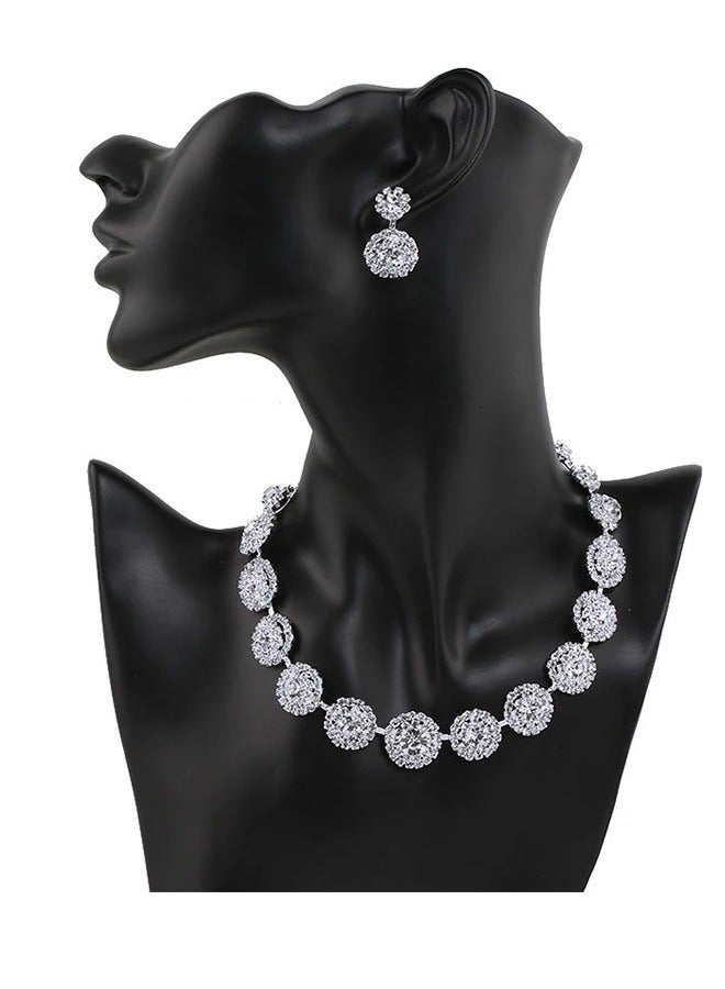 جيوان 3 قطعة مكعب زركونيا مجوهرات الزفاف مجموعة ، مجموعة كريستال قلادة أقراط أساور مجوهرات السيدات مجموعة ، ملابس حفلة موسيقية والمجوهرات هدية - Image 3