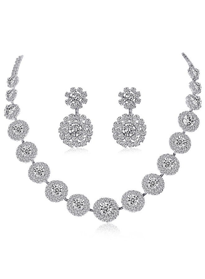 جيوان 3 قطعة مكعب زركونيا مجوهرات الزفاف مجموعة ، مجموعة كريستال قلادة أقراط أساور مجوهرات السيدات مجموعة ، ملابس حفلة موسيقية والمجوهرات هدية - Image 4