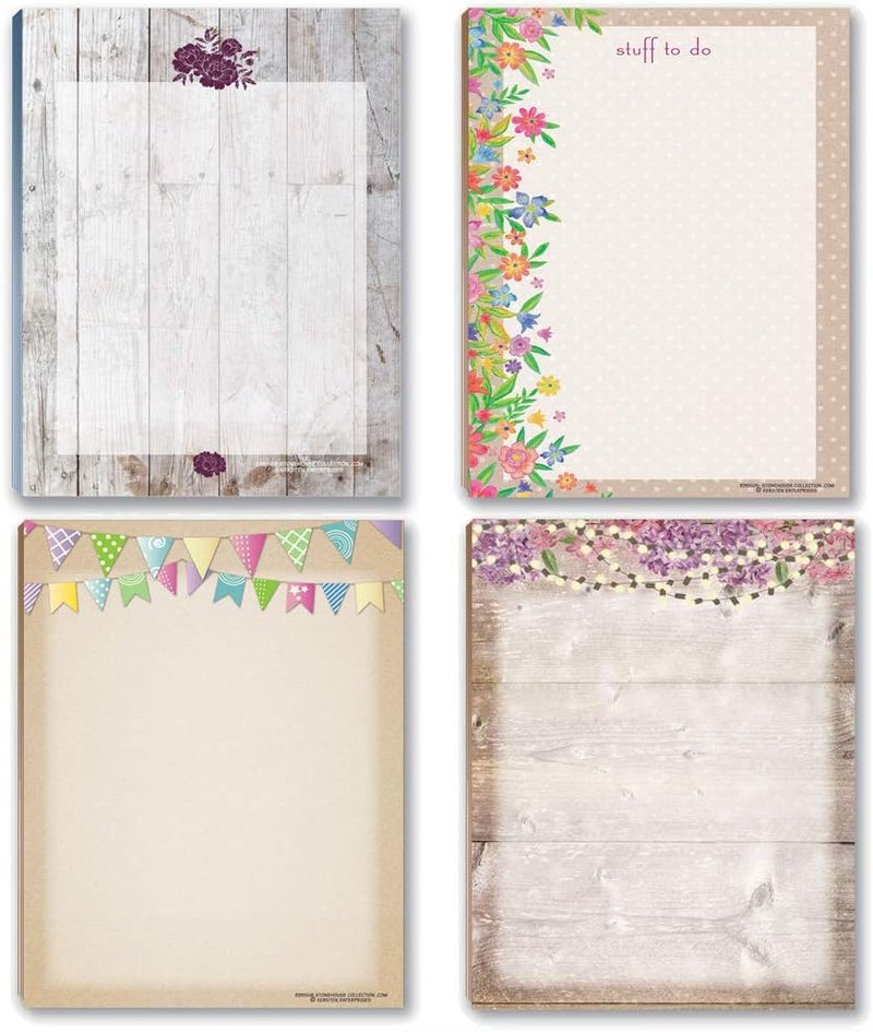 Stonehouse Collection Rustic Notepads - 4 Assorted Notepds - 50 Sheets Per Pad 4.25x5.5 inches (Rustic #2) - Image 1