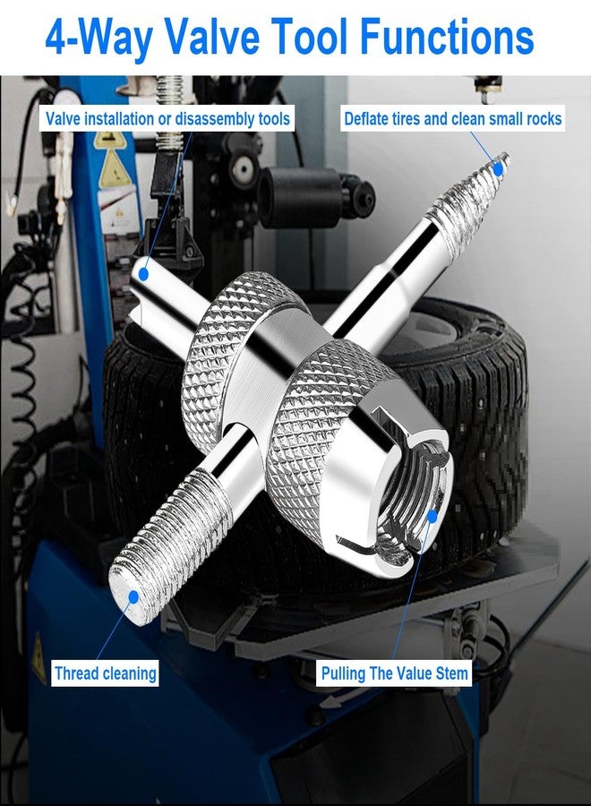 ptiysta 44pcs Stem Removal Tool, Spool Removal and Installation Tool, Four-Way Valve Tool, Spool, Stem Cover. Suitable for All Types of Tires - Image 4