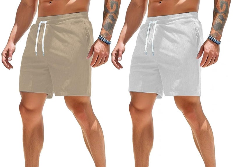 SMOWKLY Men's Premium Polycotton Casual Ribbed Shorts || Elastic & Drawstring Waist with 2 Pocket || Loose Fit Lightweight Burmuda Perfect for Workout, Beach & Summer ||Shorts Pant for Men - Image 1