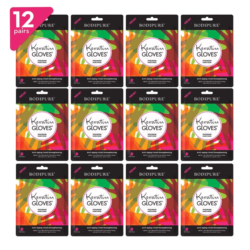 Bodipure Premium Hand Mask Keratin Gloves  Moisturizing Gloves for Dry Hands  NailStrengthening  Cuticle Softening  Spa Experience at Home  Chemical Free  For All Skin Types  12 Pairs